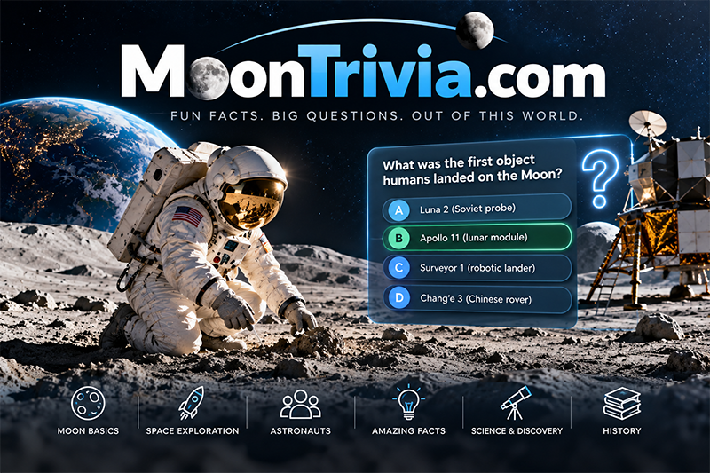 MoonTrivia.com premium domain for lunar trivia, quizzes, games and space education